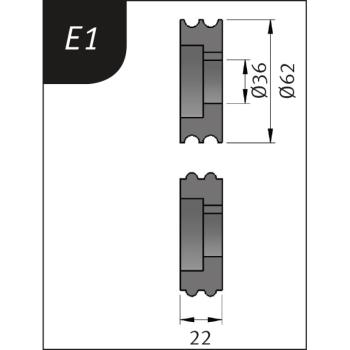Metallkraft Biegerollensatz  Typ E1, Ø 62 x 26 x 22 mm