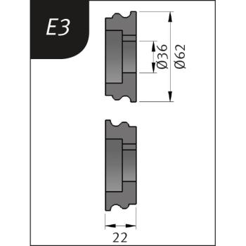 Metallkraft Biegerollensatz  Typ E3, Ø 62 x 26 x 22 mm