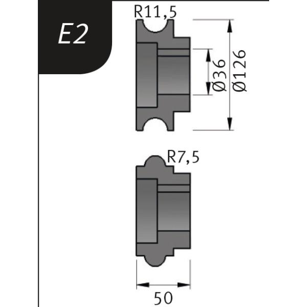 Metallkraft Biegerollensatz  Typ E2, Ø 126 x 36 x 50 mm, R 11,5 / 7,5 mm